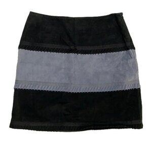 Luxe Eleven | Black & Blue Leather Skirt